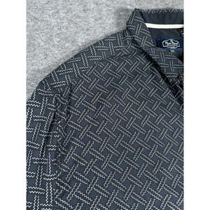 Nat Nast Mens XXL Button Down Shirt Blue Geometric‎ Silk Cotton Short Sleeve New